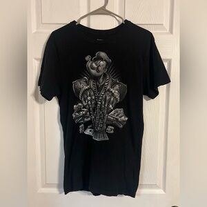 Popeye The Sailor Man Short Sleeeve Black Graphic Print Tshirt Size Medium